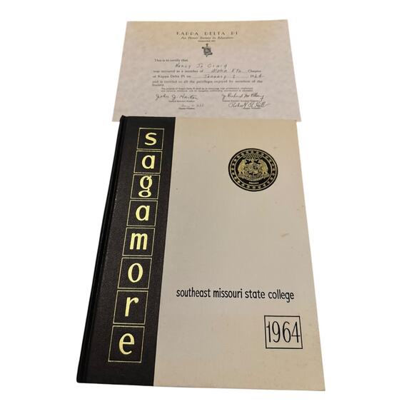 1964 “Sagamore” Southeast Missouri State College Yearbook + Kappa Delta Pi Cert - Picture 1 of 8